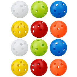 KOMUNJ 12 Pack Golf Practice Ball Air Flow Hollow Practice Golf Balls 42mm Plastic Golf Balls, for Swing Practice, Driving Range, Home Use Pets Children Toys