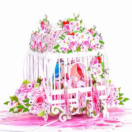 CardPop Flower Pop Up Birthday Card for Women & Men. 3d The Love Birds Bird Cage Card for Mothers Day, Birthday, Anniversary, Valentines & any Celebration
