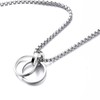 Yooping Men's Necklace, Silver, Double Ring, Pendant, Stainless Steel