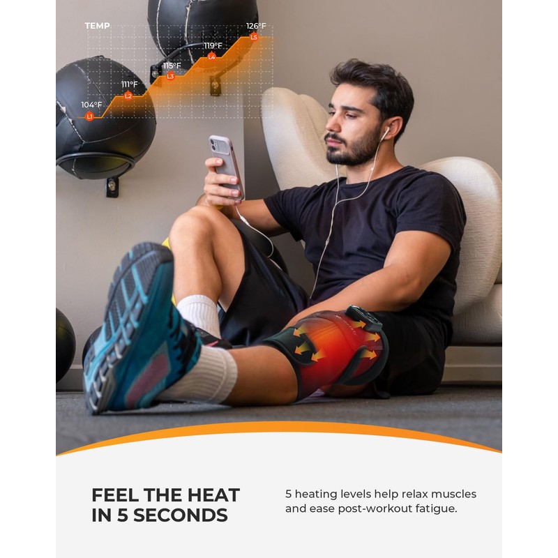 CooCoCo Red Light Therapy Knee Massager with Heat, 660nm &