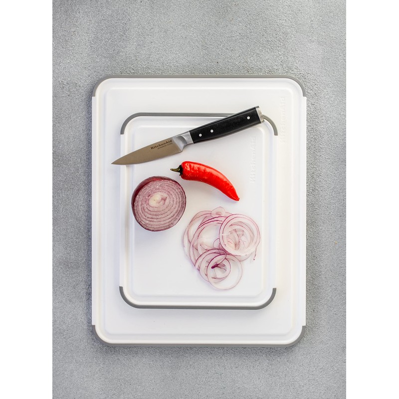 KitchenCraft KEG701NOSMGA Non-Slip Chopping Board Polypropylene Plastic White Grey