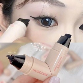 방수 더블 스탬프 쉬운 오래 아이라이너 사용하기 초보자도 지속되는 일체형 방지 Waterproof Double Stamp Easy Long-lasting Eyeliner for Beginners, Integrated Prevention [01 Bla HOSCORN]