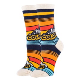 ooohyeah Women's Crew Funny Novelty Socks, Colorado Gifts and Souvenirs, Shoe Size 5-10