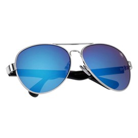 Khan Ignition - Color Mirror Classic Rounded Aviators Sunglasses (Blue Silver)