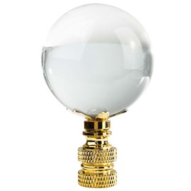 Royal Designs, Inc. Clear K9 Crystal Ball Finial for Lamp Shade (Large), Polished Brass - Pack of 1
