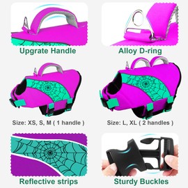 Fragralley Dog Life Jacket with High Buoyancy, Reflective Strips, Rescue Handle, Adjustable Fit, Quick Release Buckles, Tear-Resistant Nylon, Swim Life Vest for Small Medium Large Dogs