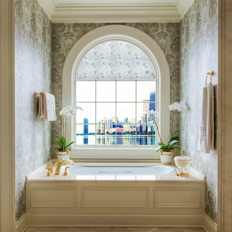 PROTINT WINDOWS Precut Floral Glass Privacy Arched Window Film, Self