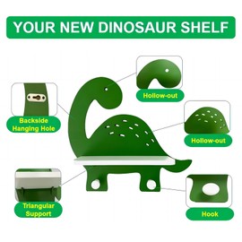 Parlor Boudoir Dinosaur Wooden Wall Shelf Parlor Boudior Children's Decorative Dinosaur Wall Shelf with Hanging Pegs