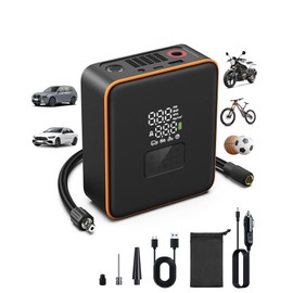 COCHEJUGAR Tire inflator portable air compressor, 5X Faster Inflation with 7800mAh 12V DC Dual Power Electric, Digital Pressure Gauge Cordless Air Pump for Car, SUV, Bicycles, and More(150 PSI)