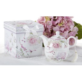 Delton Porcelain Tea For One, Moon Rose