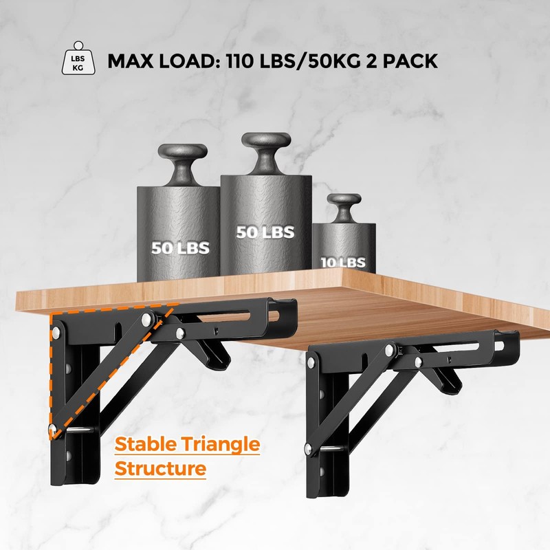 Ravinte 4 Pack 8 Inch Folding Shelf Brackets – Matte