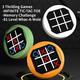 ShenMaster Electronic Tic Tac Toe Game,4 in 1 Handheld Puzzle Game Console. Portable Travel Games for Kids & Adults Ages 3+, Promoting Educational and Memory Growth with Board Games(Orange)