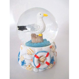 Generic Maritime Snow Globe Souvenir North Sea Baltic Sea Seagull on Stake Shell Base