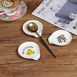 Coffee Spoon Rest for Coffee Bar Accessories, Small Spoon Rest for Coffee Station, Mini Coffee Spoon Holder for Tea Spoon, Stirring Spoon, Teaspoon, Coffee Stirrers, Ceramic Kitchen Decor