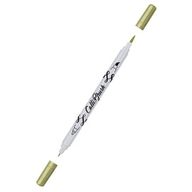 Online Calli.Brush 19084/6 Double Tip Pen with Calligraphy Tip and Brush Tip, Metallic Gold, Pack of 1