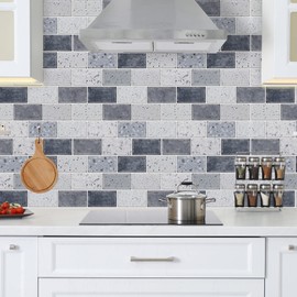 URCOLOR 10-Sheet Backsplash Tile for Kitchen Peel and Stick,12"x12" Self Adhesive Wall Tiles on Back Splashes for Bathroom Gray