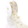 2 1/2" Wired Ribbon Gold/Silver Glitter Snowflakes Cream - 10yds