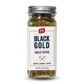 PS Seasoning Black Gold - All-Purpose Garlic Pepper Seasoning with Herbs, Garlic & Pepper - SPG Spice Blend, Dry Rub & Topping for Steaks, Burgers, Chicken, Veggies, Rice