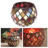 Mosaic Glass Tea Light Holder Romantic Decorative Red Handmade Cracked