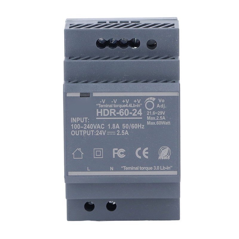 Rail Switching Power Supply 24V Thin Mount 60W 2.5A 100~240VAC