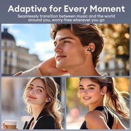 HYUNDAI C03 Clip-On Wireless Headphones with 2025 Bluetooth 6.0, DT6.0 Tech, 360° Sound, IPX5 Waterproof, Sports Comfort, Music & Calls