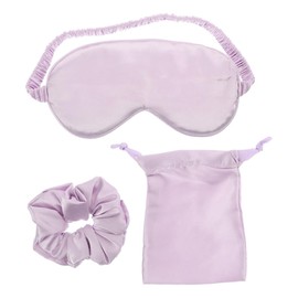 Beavorty Faux Silk Sleep Mask Set Soft Adjustable Eye Cover with Travel Storage Bag Hair Tie Comfortable Blackout Blindfold for Napping Flights Deep Sleep