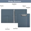 SKYDUE 3 Ring Binder with Clipboard 1 Inch, 13.2" ×