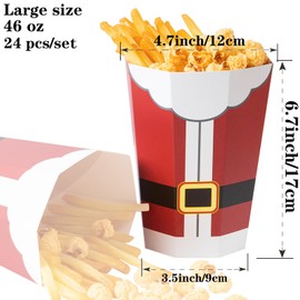 APLUSWER 24 Pack Christmas Popcorn Boxes 46 Oz Santa Popcorn Buckets Containers for Christmas Movie Night Supplies, Popcorn Cups Popcorn Bowl Christmas Popcorn Bags for Party Favor（Santa）