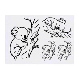 4 x 'Koala Napping In Tree' Temporary Tattoos - Water Resistant, Skin-Safe, Non-Toxic Transfers, Mixed Sizes (TO00071448)