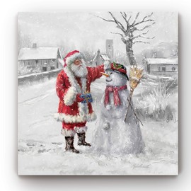 Renditions Gallery Christmas, Canvas Wall Art, Holiday Décor, Angel, Bells, Christmas Tree, Ginger Bread, Egg Nog, Snow Man, Santa, Reindeer - Square 01 - P (24X24, JoyfulSanta)