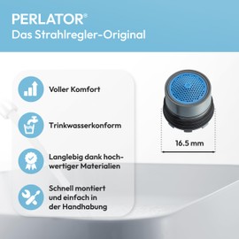 Full Flow M16.5 x 1 Set of 4 Original Perlator Screw-In Jet Regulator with Key