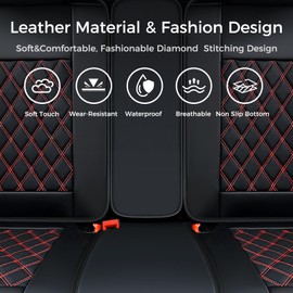 Huidasource Rear Bench Seat Cover for Cars, Automotive Interior Car Back Seat Cover Protector Universal Fit for Most Cars Sedan SUV Pickup Truck, Fit for Altima Mazda Hyundai(Back Row/Black&Red)
