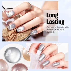 vieafenti Cat Eye Gel Nail Polish Silver Magnetic Moonlight Gel Polish with Magnet 15ml, Glossy Cateye Glitter Polish DIY Nail Art Soak off Manicure for Home Salon