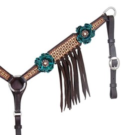 Circle Y by Vintage Turquoise Flower Breast Collar, One Size