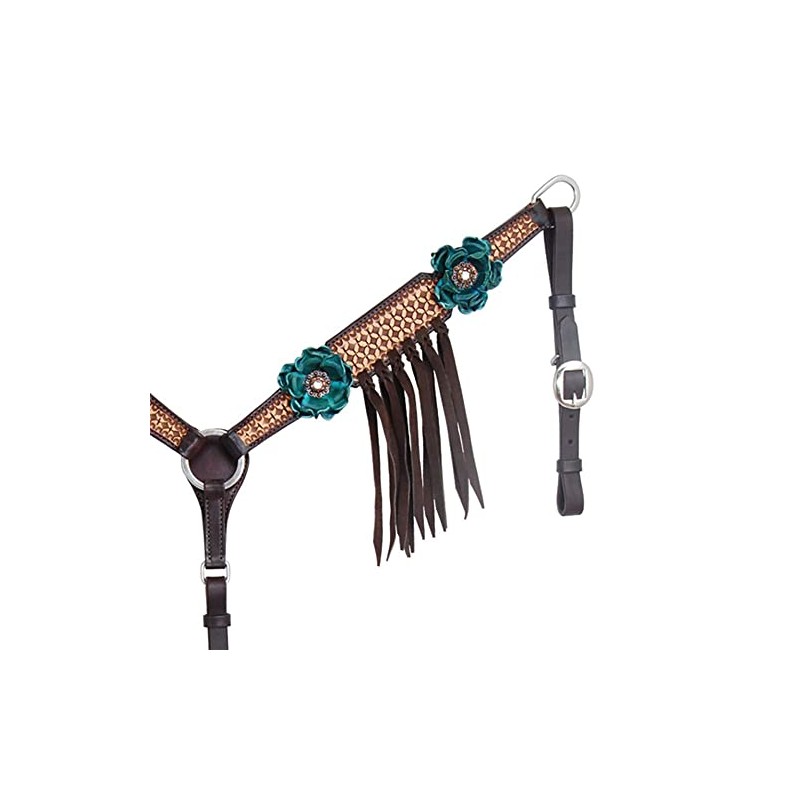 Circle Y by Vintage Turquoise Flower Breast Collar, One Size