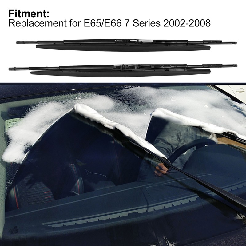 Pair Windshield Wiper Blades Quiet Weatherproof 61610442837 Replacement for E65