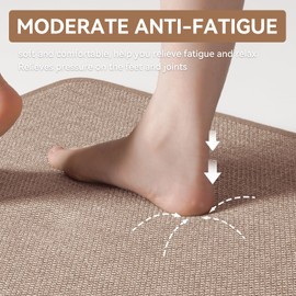 YDKGL Kitchen Runner Rugs Non Slip Washable, Anti Fatigue Super Absorbent Cushioned Kitchen Mats for Floor, Linen-Look Woven Kitchen Sink Mat Standing Floor Mat, Easy Clean, Brown 17"x59"