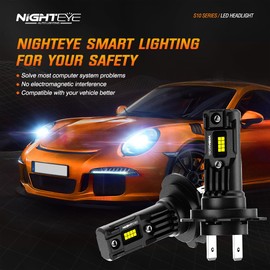 NIGHTEYE H7 LED Headlight Bulb 22,000LM 80W Upgraded Brightness Perfect Beam Pattern 12V IP68 Waterproof Plug and Play, Pack of 2