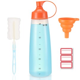 Condiment Squeeze Bottle Wide Mouth, Ondiomn 1 Pack 550ml Empty Reusable Squeeze Bottles for Honey,Batter,Catsup,Onion,Resin,Baking,Expoxy,Relish, BPA Free-Food Grade