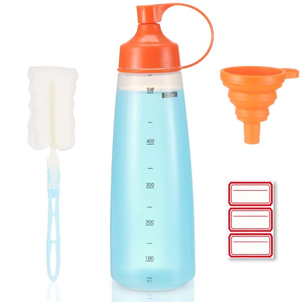 Condiment Squeeze Bottle Wide Mouth, Ondiomn 1 Pack 550ml Empty