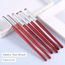 Furtherpretty Ombre Nail Brush Set, 6PCS Gradient Nail Art Brushes for Gel Polish, Dual-Size Wooden Handle Nail Pens for DIY Home Manicure, Small & Large Painting Tools for Nail Salon Supplies