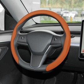 frani Nappa Leather Steering Wheel Cover, Universal 15 Inch Premium Non-Slip Steering Wheel Cover Camel Brown