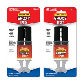 BAZIC Epoxy Glue w/Syringe Applicator 0.2 Oz/5.6g, Quick Setting, 2 Part Clear Glue Bond Adhesive to Wood Metal Glass Stone Plastic, 2-Pack