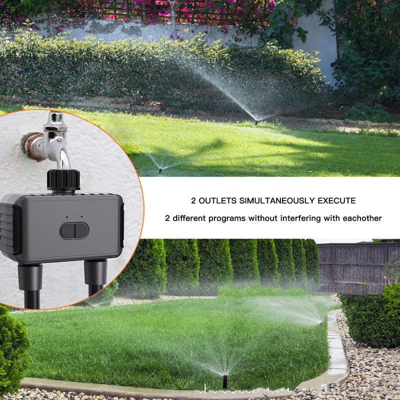 Smart Water Timer 2 Outlets WiFi Sprinkler Hose Timer with