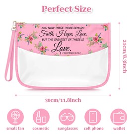 Inspirational Quotes for Women Friends Religious Makeup Bag Inspirational Christmas Birthday Bible Verse Gifts for Her Christian Catholic Spiritual Gifts for Mom Sister Cosmetic Toiletry Organizer Bag
