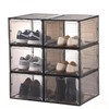 KUILONG 6-Pack Stackable Shoe Boxes with Magnetic Closure, Transparent Gray
