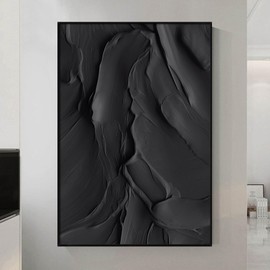 Dthllay Black Abstract Canvas Wall Art 3D Texture Painting Black Minimalist Wall Prints Modern Textured Wall Art Abstract Painting for Living Room Wall Decor 16x24inch No Frame