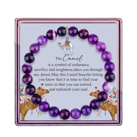 Camel Bracelet - Purple Agate Desert Animal Charm - Women's Camel Themed Jewelry