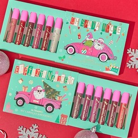 Mate Líquido y Brillos Kit | Set de 6 labiales | Regalo para el Día de la Madre | Lápiz Labial de Color Intenso | Larga Duración + Resistente al Agua, 01NaughtyList