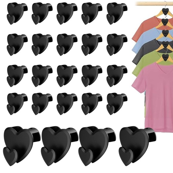 24 Pcs Heart Shaped Clothes Hanger Connector Hooks, Hangers for